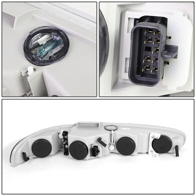 D-Motoring - Headlights - Chrome Housing - Clear Corner - Plug-n-Play - Pair - 98-02 Oldsmobile Intrigue - 4