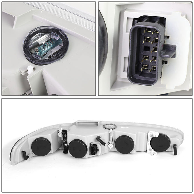 D-Motoring - Headlights - Chrome Housing - Clear Corner - Plug-n-Play - Pair - 98-02 Oldsmobile Intrigue - 4