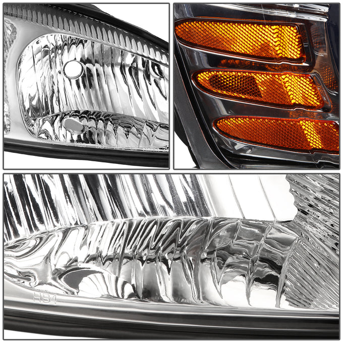 D-Motoring - Headlights - Chrome Housing - Clear Lens - Amber Corner - Plug-n-Play - Pair - 04-08 Pontiac Grand Prix - 3