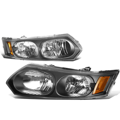 D-Motoring - Headlights - Black Housing - Amber Corner - Plug-n-Play - Pair - 03-07 Saturn Ion - 1
