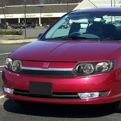 D-Motoring - Headlights - Black Housing - Clear Lens - Clear Corner - Plug-n-Play - Pair - 03-07 Saturn Ion - 6