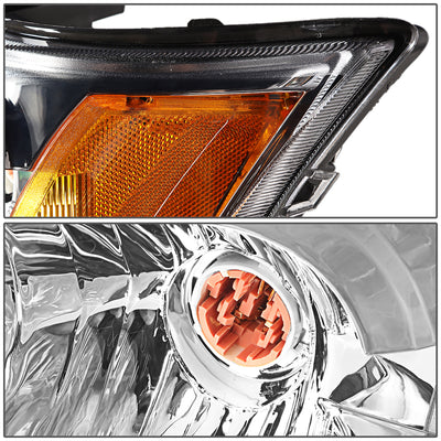 D-Motoring - Headlights - Chrome Housing - Amber Corner - Plug-n-Play - Pair - 03-07 Saturn Ion - 3