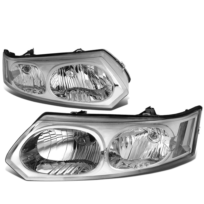D-Motoring - Headlights - Chrome Housing - Clear Corner - Plug-n-Play - Pair - 03-07 Saturn Ion - 1