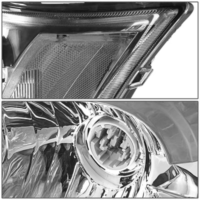 D-Motoring - Headlights - Chrome Housing - Clear Corner - Plug-n-Play - Pair - 03-07 Saturn Ion - 3