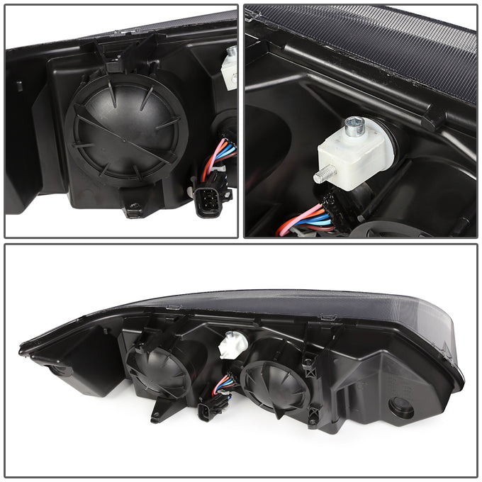 D-Motoring - Headlights - Chrome Housing - Clear Corner - Plug-n-Play - Pair - 03-07 Saturn Ion - 4