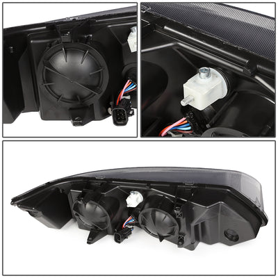 D-Motoring - Headlights - Smoked Lens - Clear Corner - Plug-n-Play - Pair - 03-07 Saturn Ion - 3