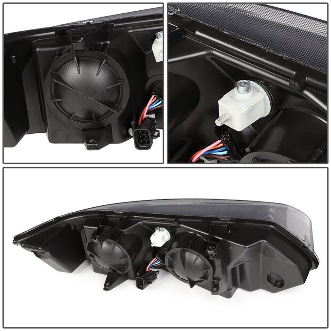 D-Motoring - Headlights - Smoked Lens - Clear Corner - Plug-n-Play - Pair - 03-07 Saturn Ion - 3