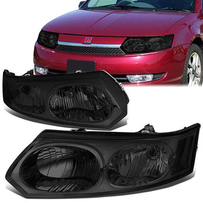 03-07 Saturn Ion Headlights - Smoked Housing - Smoked Lens - Clear Corner - Plug-n-Play - Pair