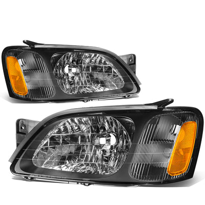 D-Motoring - Headlights - Black Housing - Clear Lens - Amber Corner - Plug-n-Play - Pair - 00-04 Subaru Legacy GT - 1