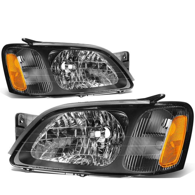 D-Motoring - Headlights - Black Housing - Clear Lens - Amber Corner - Plug-n-Play - Pair - 00-04 Subaru Legacy GT - 1