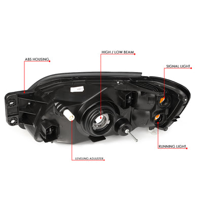 D-Motoring - Headlights - Black Housing - Clear Lens - Amber Corner - Plug-n-Play - Pair - 00-04 Subaru Legacy GT - 6