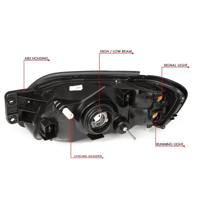 D-Motoring - Headlights - Black Housing - Clear Lens - Amber Corner - Plug-n-Play - Pair - 00-04 Subaru Legacy GT - 6