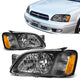 00-04 Subaru Legacy GT Headlights - Black Housing - Clear Lens - Amber Corner - Plug-n-Play - Pair