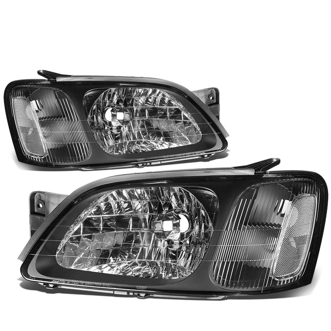D-Motoring - Headlights - Black Housing - Clear Corner - Plug-n-Play - Pair - 00-04 Subaru Legacy GT - 1