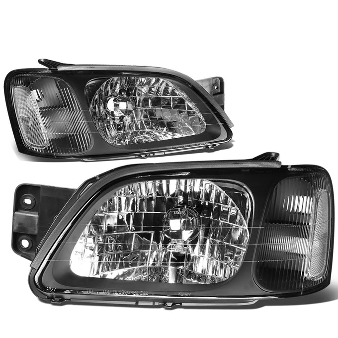 D-Motoring - Headlights - Black Housing - Clear Corner - Plug-n-Play - Pair - 00-04 Subaru Legacy GT - 4