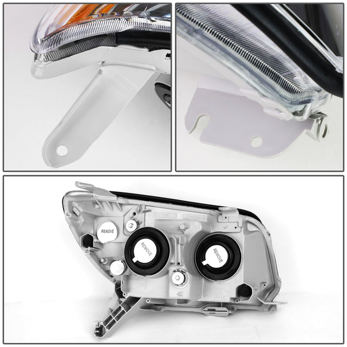D-Motoring - Headlights - Chrome Housing - Amber Corner - Projector - Plug-n-Play - Pair - 06-09 Toyota 4Runner - 5