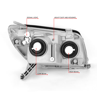 D-Motoring - 03-05 Toyota 4Runner Headlights - Clear Lens - Clear Corner - Plug-n-Play - Pair - 6
