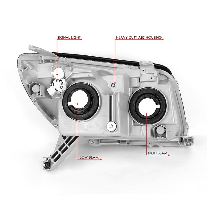 D-Motoring - 03-05 Toyota 4Runner Headlights - Clear Lens - Clear Corner - Plug-n-Play - Pair - 6