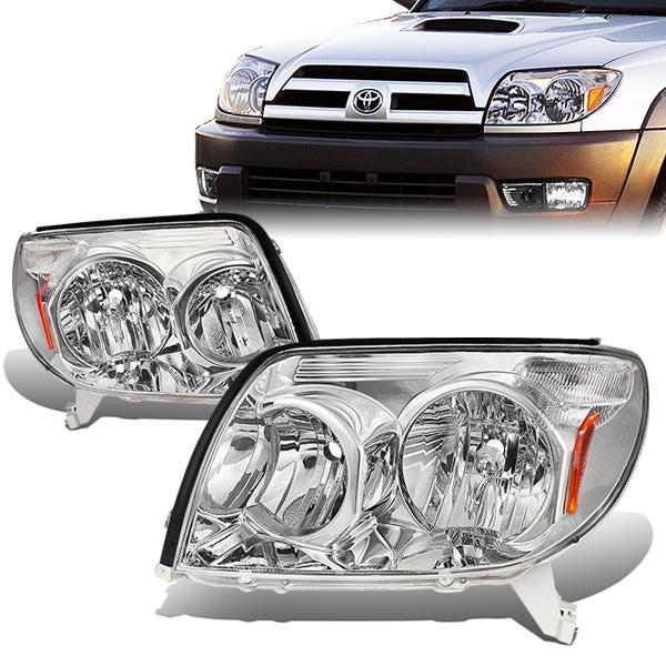 03-05 Toyota 4Runner Headlights - Chrome Housing - Amber Corner - Plug-n-Play - Pair