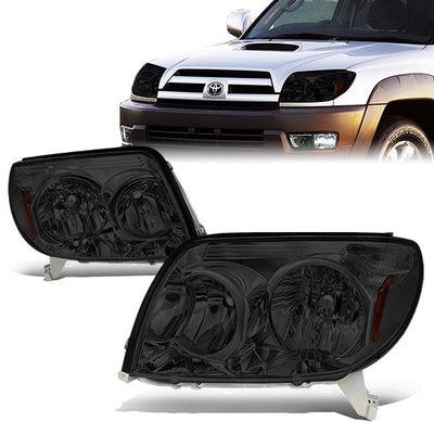03-05 Toyota 4Runner Headlights - Smoked Housing - Smoked Lens - Amber Corner - Plug-n-Play - Pair
