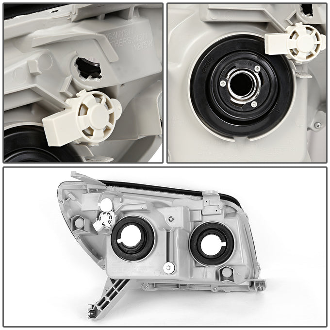 D-Motoring - Headlights - Smoked Lens - Clear Corner - Plug-n-Play - Pair - 03-05 Toyota 4Runner - 5