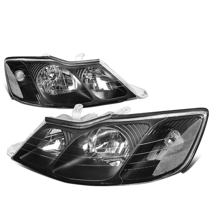 D-Motoring - Headlights - Black Housing - Clear Lens - Clear Corner - Plug-n-Play - Pair - 00-04 Toyota Avalon - 1