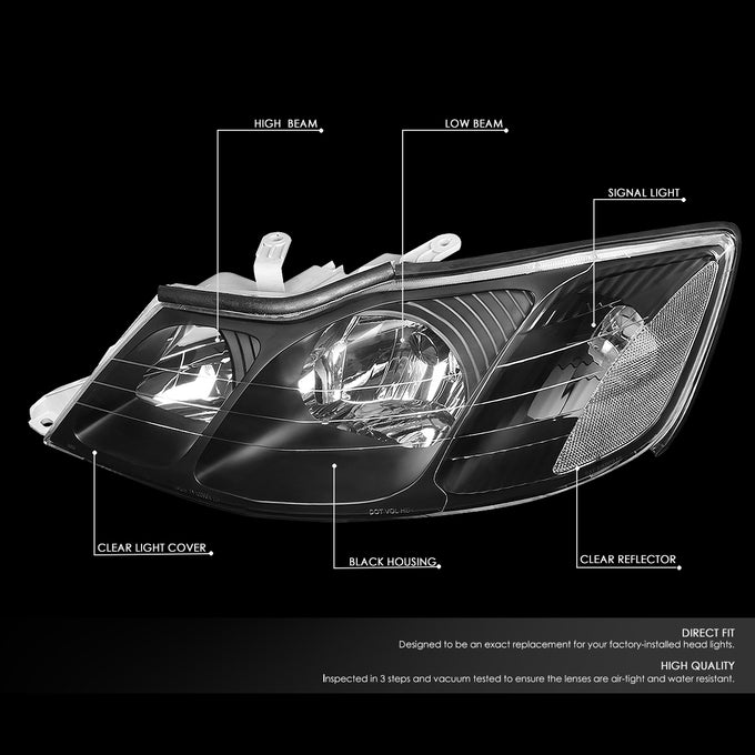 D-Motoring - Headlights - Black Housing - Clear Lens - Clear Corner - Plug-n-Play - Pair - 00-04 Toyota Avalon - 2