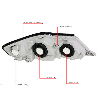 D-Motoring - Headlights - Black Housing - Clear Lens - Clear Corner - Plug-n-Play - Pair - 00-04 Toyota Avalon - 6