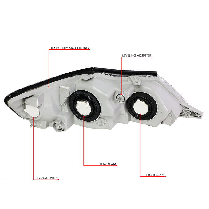 D-Motoring - Headlights - Black Housing - Clear Lens - Clear Corner - Plug-n-Play - Pair - 00-04 Toyota Avalon - 6