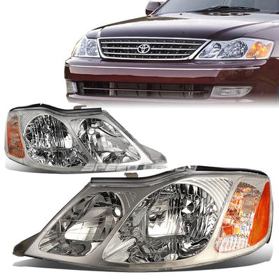 00-04 Toyota Avalon Headlights - Chrome Housing - Amber Corner - Plug-n-Play - Pair