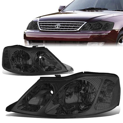 00-04 Toyota Avalon Headlights - Smoked Housing - Smoked Lens - Clear Corner - Plug-n-Play - Pair