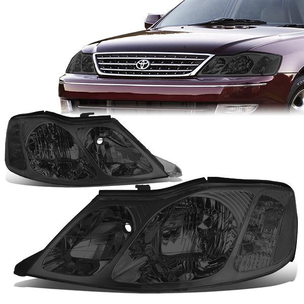 00-04 Toyota Avalon Headlights - Smoked Housing - Smoked Lens - Clear Corner - Plug-n-Play - Pair