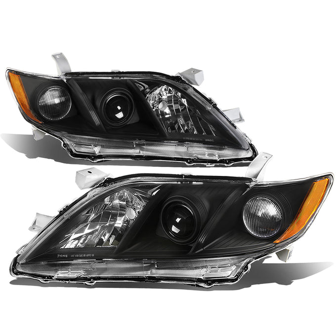 D-Motoring - Headlights - Black Housing - Amber Corner - Projector - Plug-n-Play - Pair - 07-09 Toyota Camry - 1