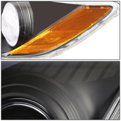 D-Motoring - Headlights - Black Housing - Amber Corner - Projector - Plug-n-Play - Pair - 07-09 Toyota Camry - 4