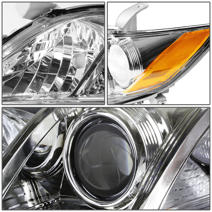 D-Motoring - Headlights - Chrome Housing - Amber Corner - Projector - Plug-n-Play - Pair - 07-09 Toyota Camry - 3