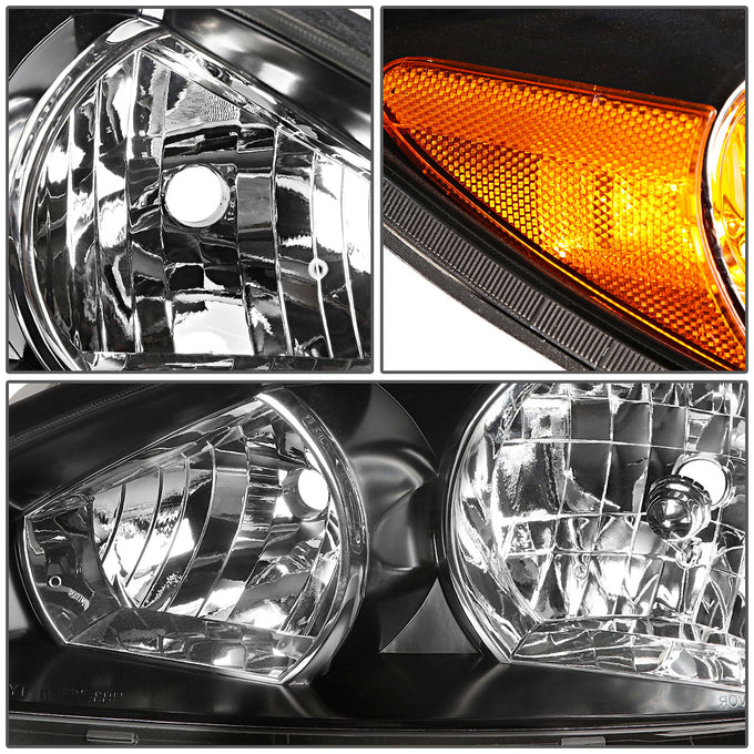 D-Motoring - 02-04 Toyota Camry  Headlights - Black Housing - Amber Corner - Plug-n-Play - Pair - 3