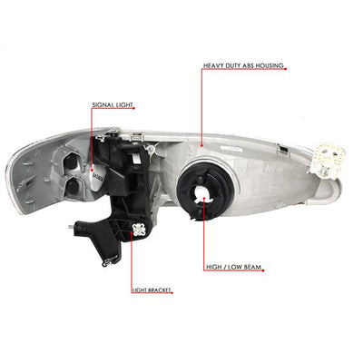 98-00 Toyota Corolla Headlights - Chrome Housing - Clear Corner - Pair - HL-OH-094-CH-CL1 - 6