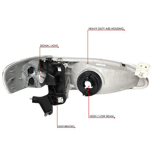 98-00 Toyota Corolla Headlights - Chrome Housing - Clear Corner - Pair - HL-OH-094-CH-CL1 - 6