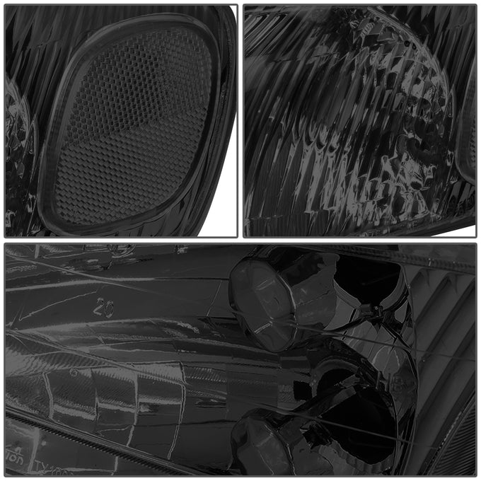 D-Motoring - 98-00 Toyota Corolla Headlights - Smoked Lens - Clear Corner - Plug-n-Play - Pair - 4
