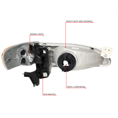 D-Motoring - 98-00 Toyota Corolla Headlights - Smoked Lens - Clear Corner - Plug-n-Play - Pair - 6