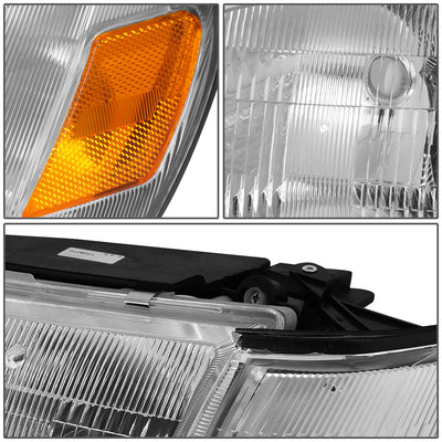 D-Motoring - Headlights - Chrome Housing - Clear Lens - Amber Corner - Plug-n-Play - Pair - 93-97 Toyota Corolla - 4