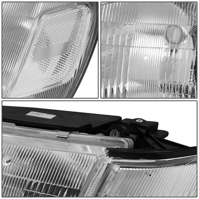 D-Motoring - Headlights - Chrome Housing - Clear Lens - Clear Corner - Plug-n-Play - Pair - 93-97 Toyota Corolla - 4