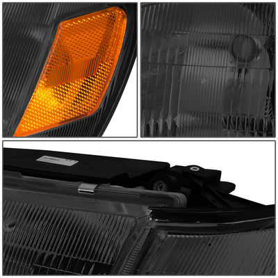 D-Motoring - Headlights - Smoked Housing - Smoked Lens - Amber Corner - Plug-n-Play - Pair - 93-97 Toyota Corolla - 4