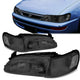 93-97 Toyota Corolla Headlights - Smoked Housing - Smoked Lens - Clear Corner - Plug-n-Play - Pair