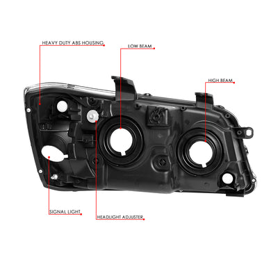 D-Motoring - Headlights - Black Housing - Clear Lens - Clear Corner - Plug-n-Play - Pair - 04-06 Toyota Highlander - 6