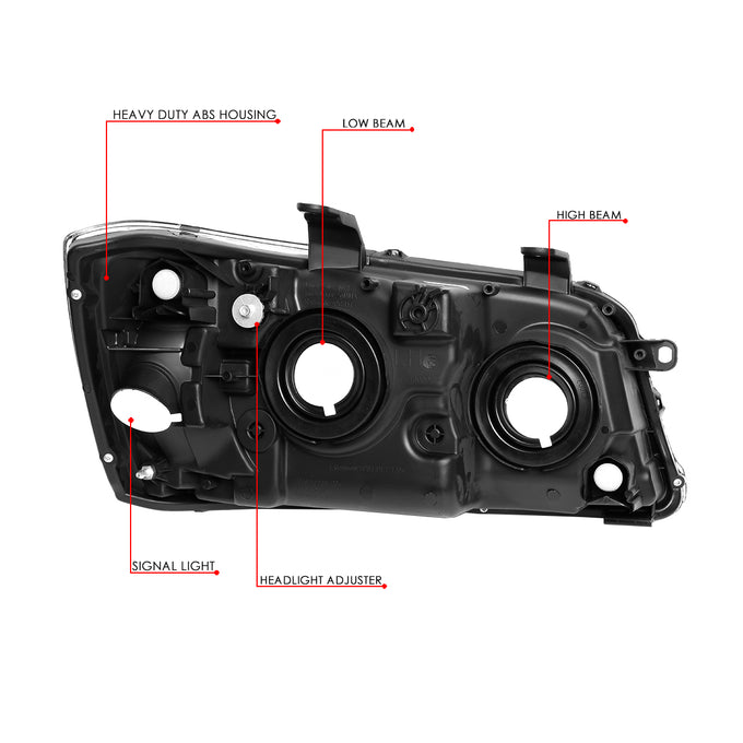 D-Motoring - Headlights - Black Housing - Clear Lens - Clear Corner - Plug-n-Play - Pair - 04-06 Toyota Highlander - 6