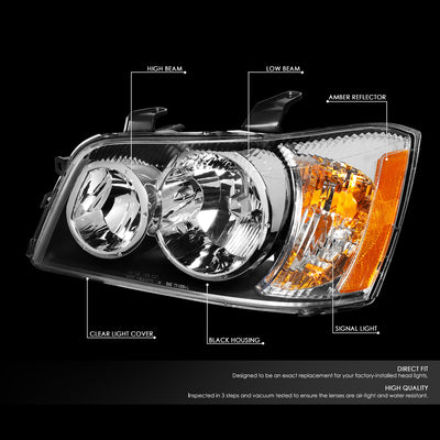 D-Motoring - Headlights - Black Housing - Clear Lens - Amber Corner - Plug-n-Play - Pair - 01-03 Toyota Highlander - 2