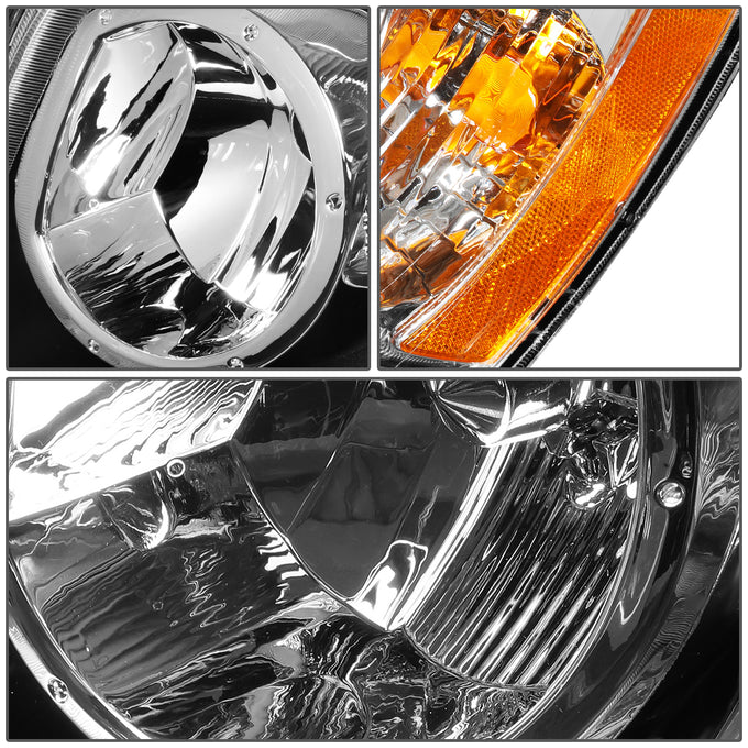 D-Motoring - Headlights - Black Housing - Clear Lens - Amber Corner - Plug-n-Play - Pair - 01-03 Toyota Highlander - 4