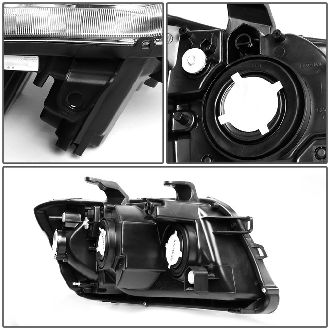 D-Motoring - Headlights - Black Housing - Clear Lens - Amber Corner - Plug-n-Play - Pair - 01-03 Toyota Highlander - 5