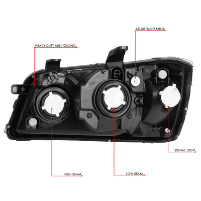 D-Motoring - Headlights - Black Housing - Clear Lens - Amber Corner - Plug-n-Play - Pair - 01-03 Toyota Highlander - 6